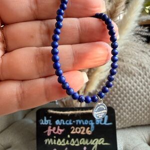 Tiffany & Co. Lapis Lazuli 4mm Beaded Bracelet with Silver RTT retired & HTF